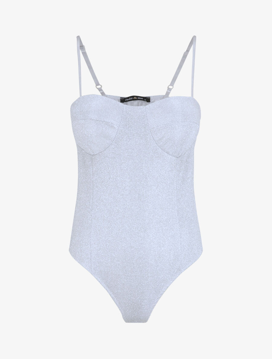 Body pailleté style lingerie - Gris clair - 4