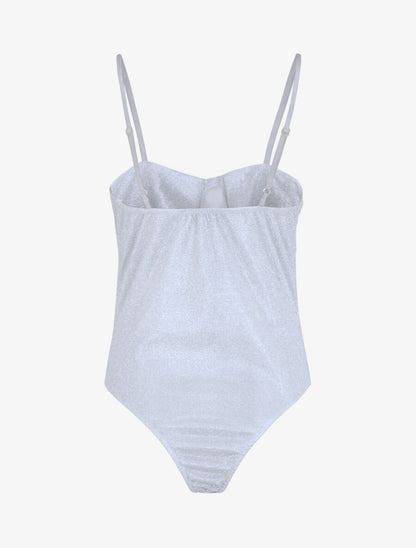 Body pailleté style lingerie - Gris clair - 2