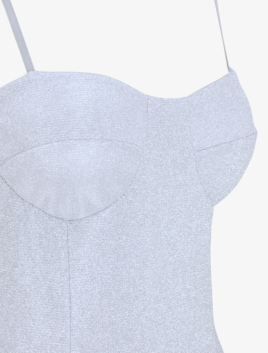 Body pailleté style lingerie - Gris clair - 3
