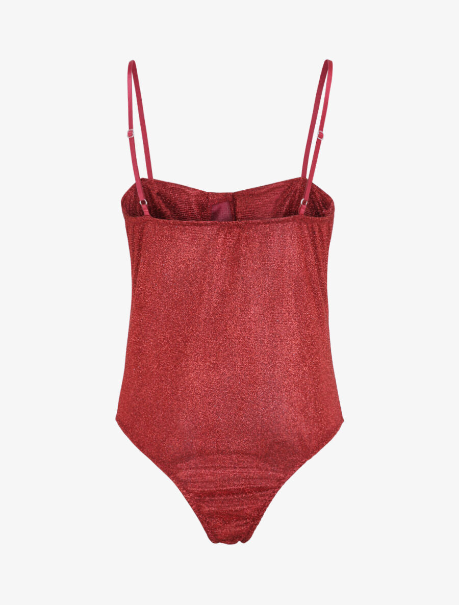 Body pailleté style lingerie - Rouge - 2