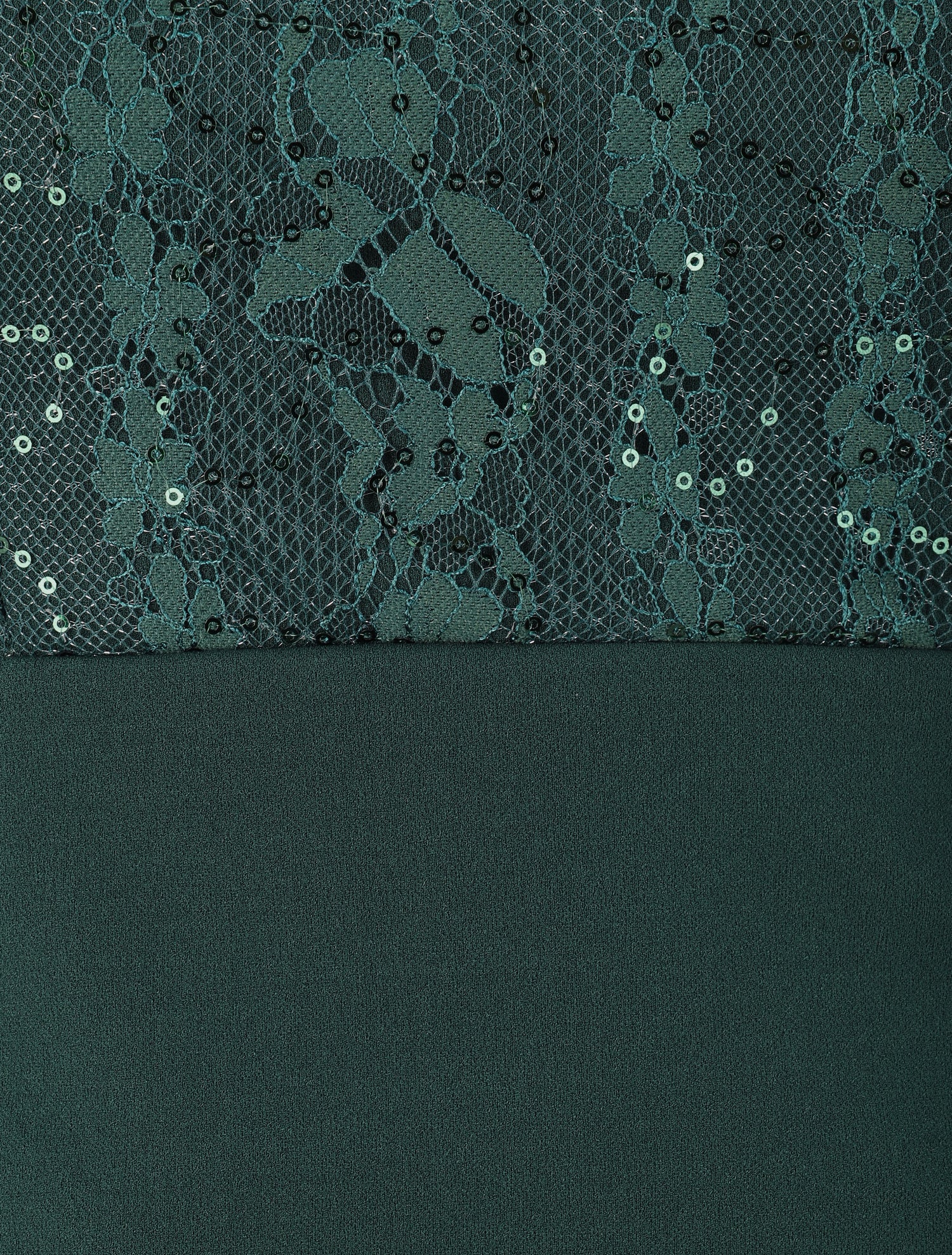Robe à col montant et buste en dentelle et sequins - Vert sapin - 4