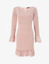 Robe à col carré et bords en dentelle - Rose poudré - 5