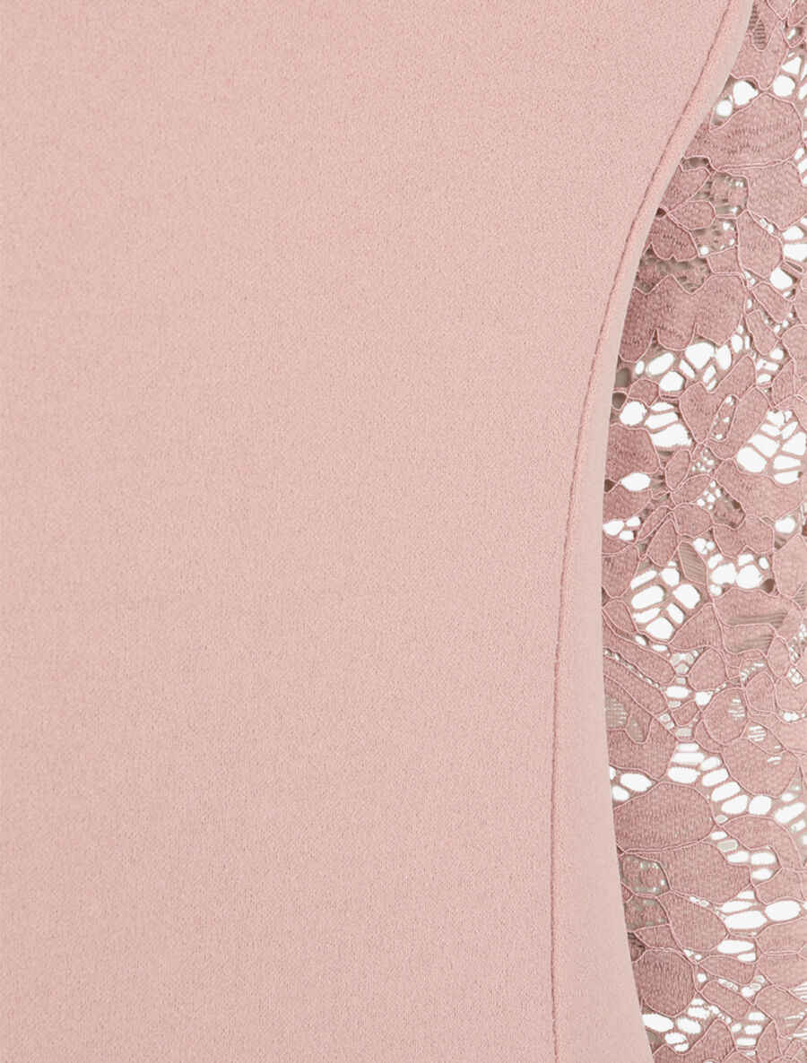 Robe à manches en dentelle et décolleté - Rose poudré - 3