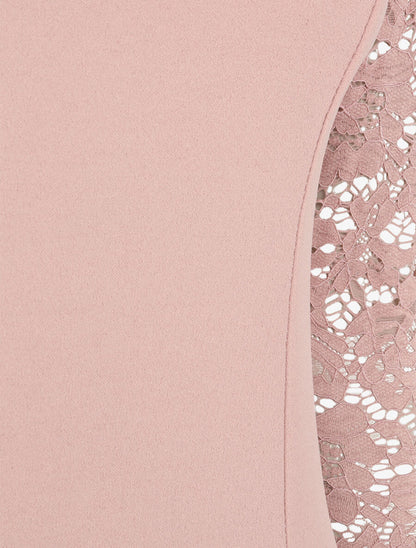 Robe à manches en dentelle et décolleté - Rose poudré - 3