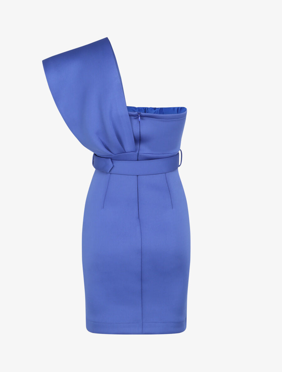 Robe one shoulder en néoprène - Bleu électrique - 2