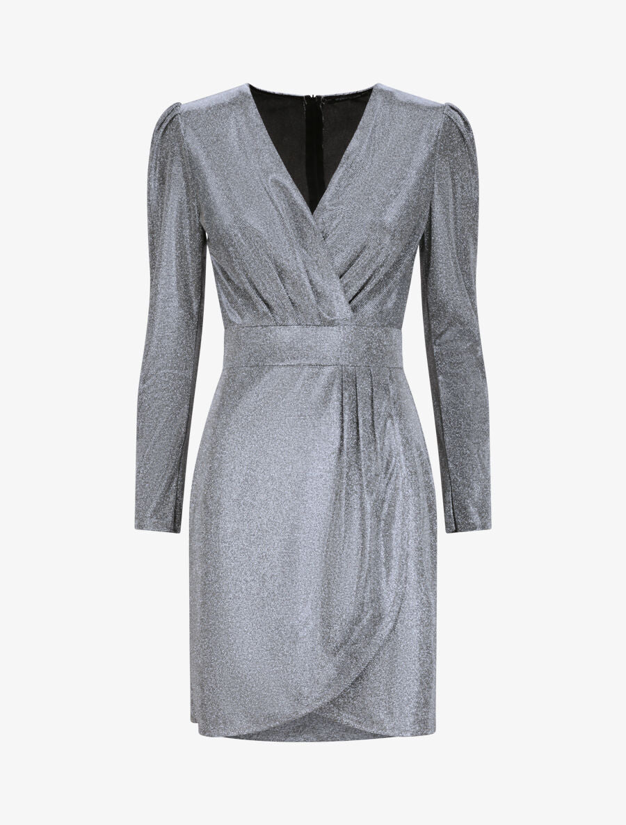 Robe portefeuille à paillettes - Argent - 4
