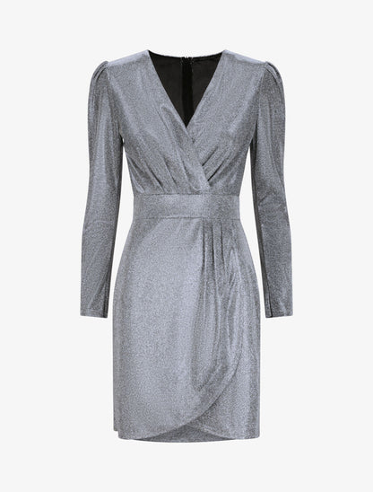 Robe portefeuille à paillettes - Argent - 4