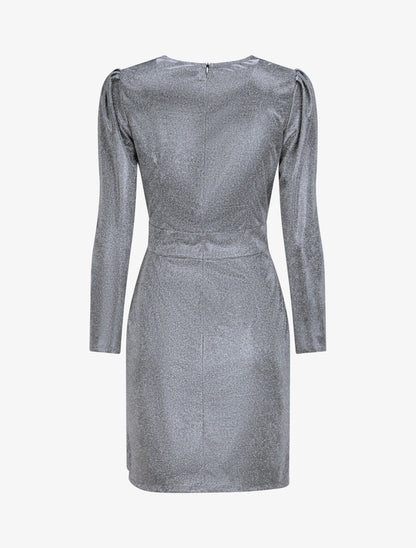 Robe portefeuille à paillettes - Argent - 2