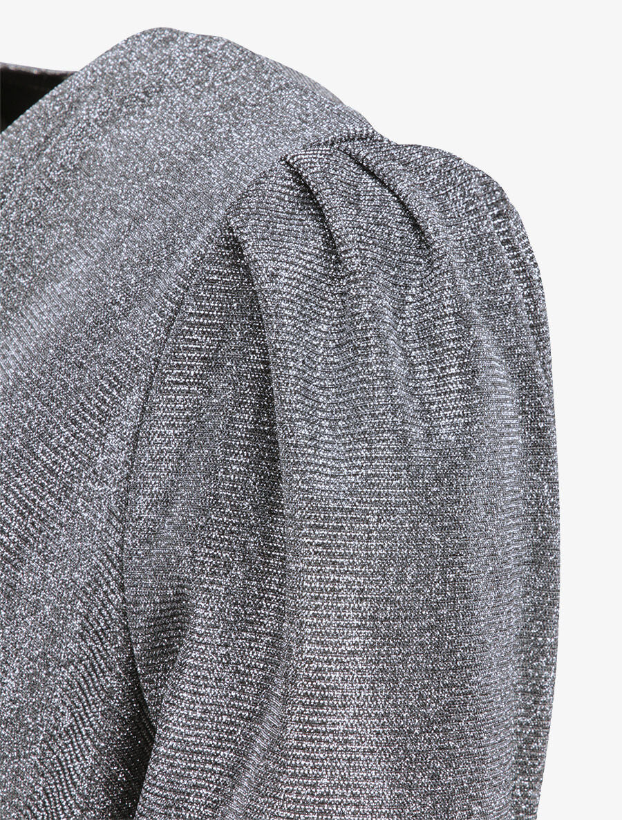 Robe portefeuille à paillettes - Argent - 3