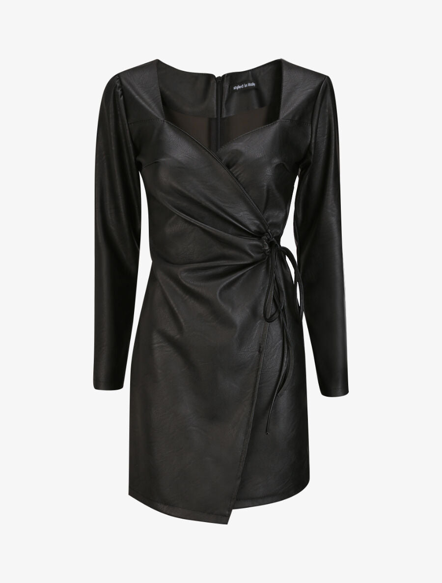 Robe portefeuille en simili - Noir - 1