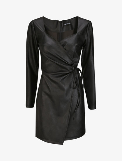 Robe portefeuille en simili - Noir - 1