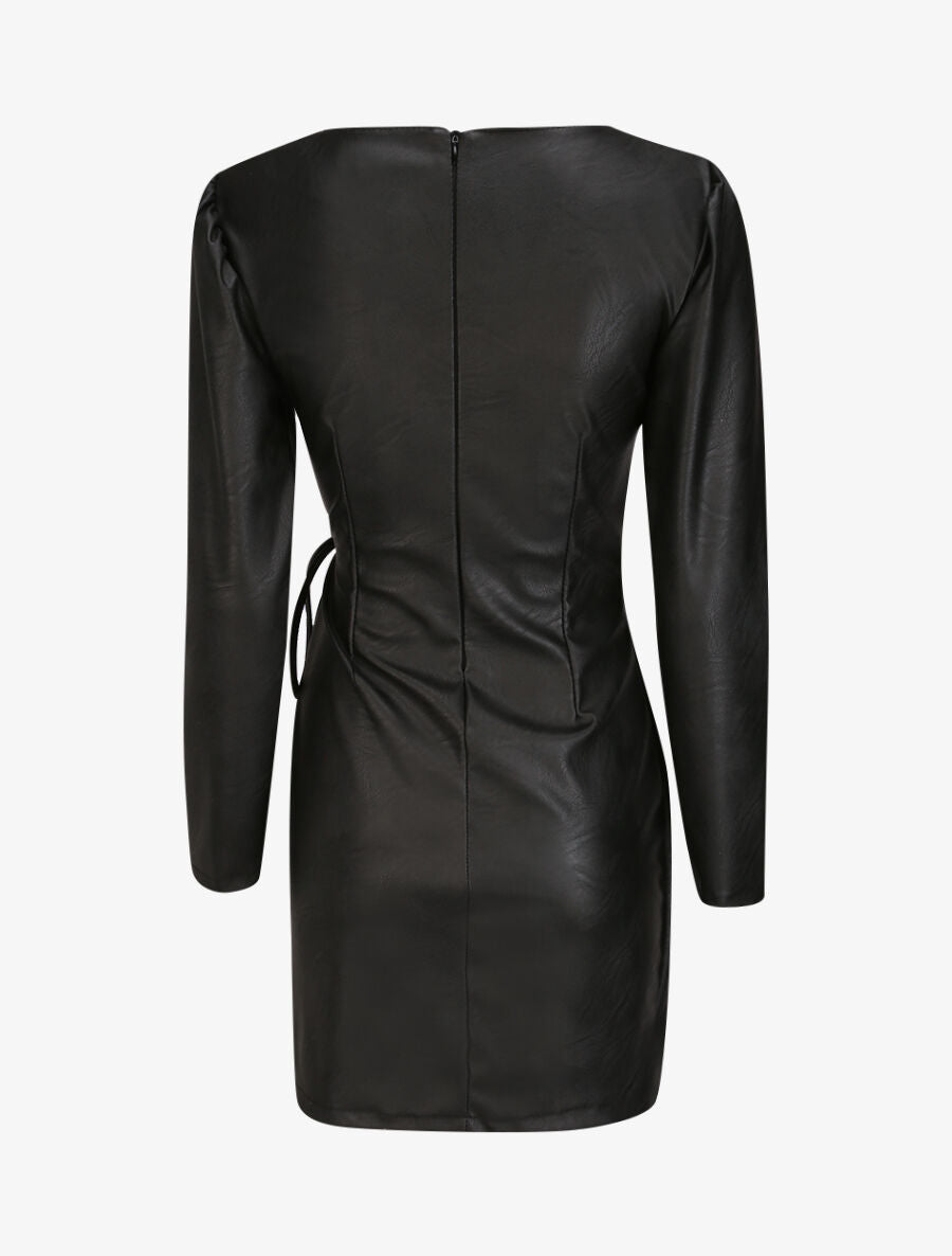 Robe portefeuille en simili - Noir - 2