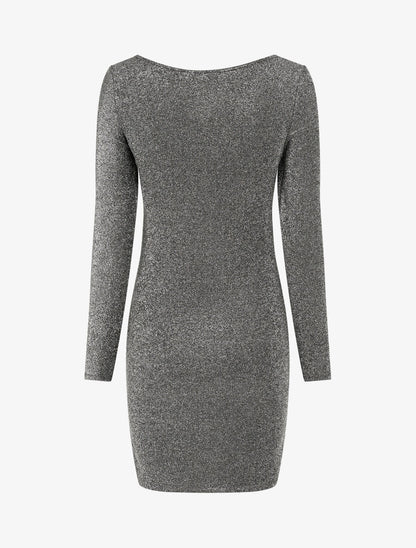 Robe irisée à col carré - Argent - 2