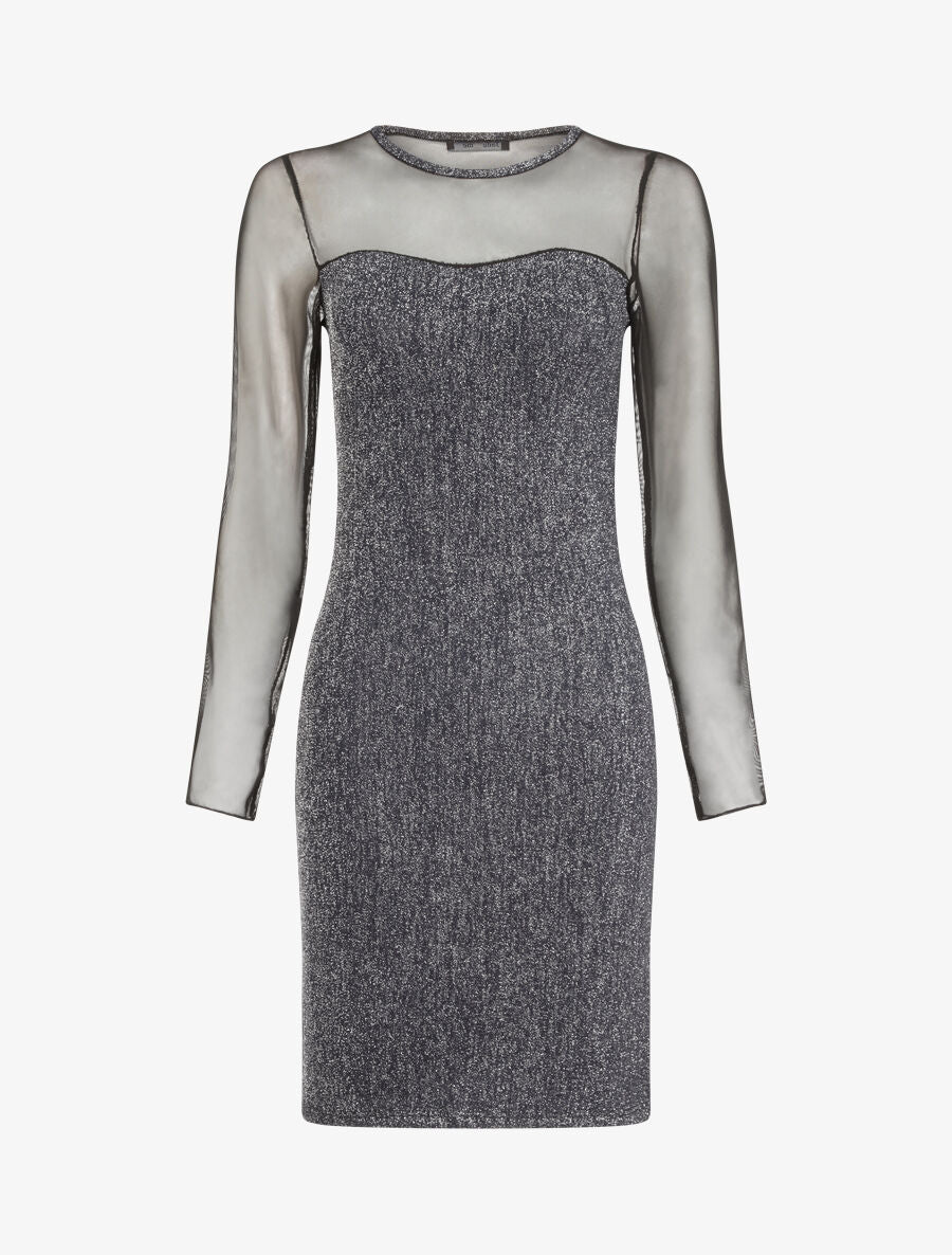 Robe irisée à manches en tulle - Marine - 4