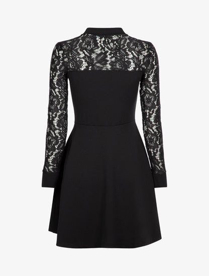 Robe à détails dentelle et zip contrastant - Noir - 2