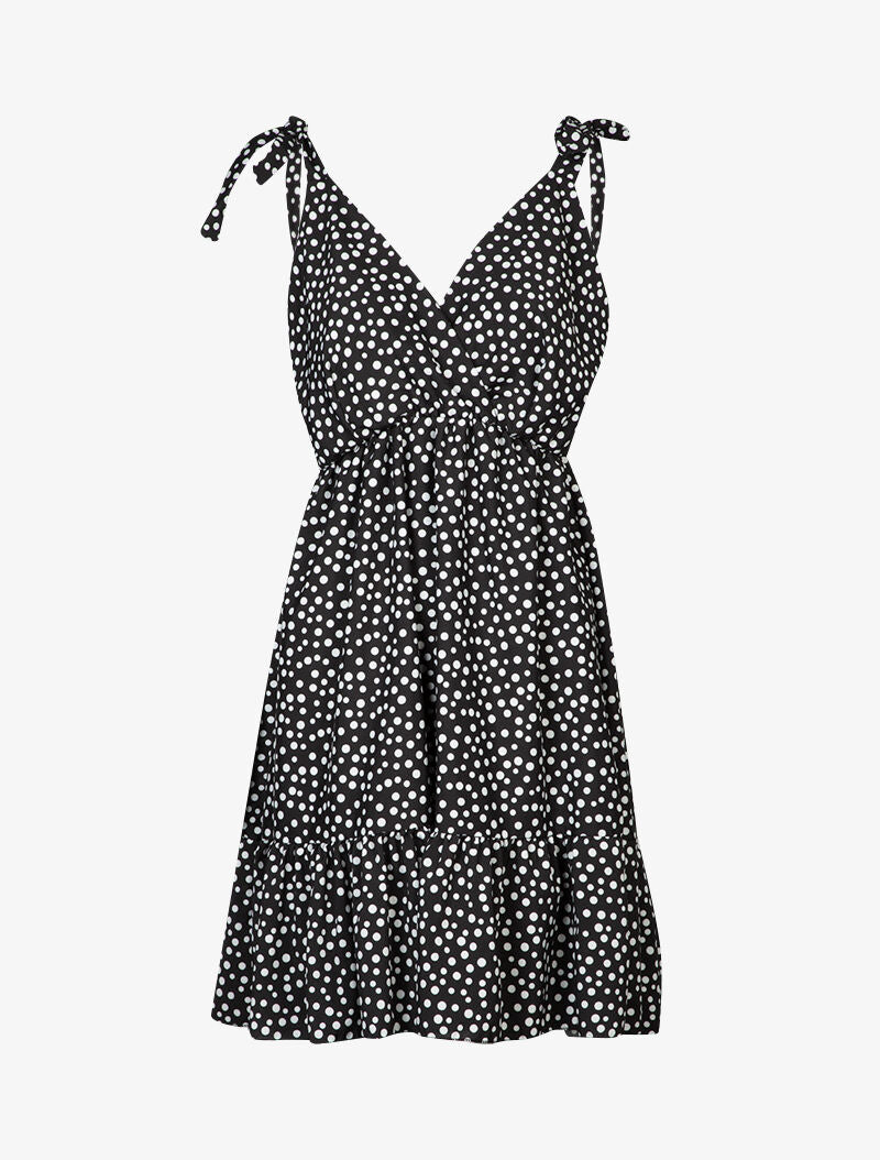 Robe à imprimé à pois - Noir - 1