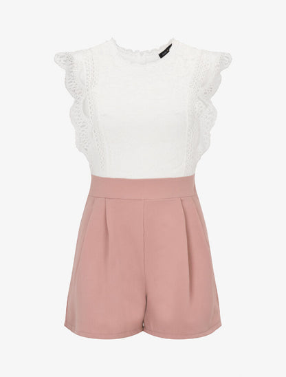 Combishort à buste en crochet - Rose - 4