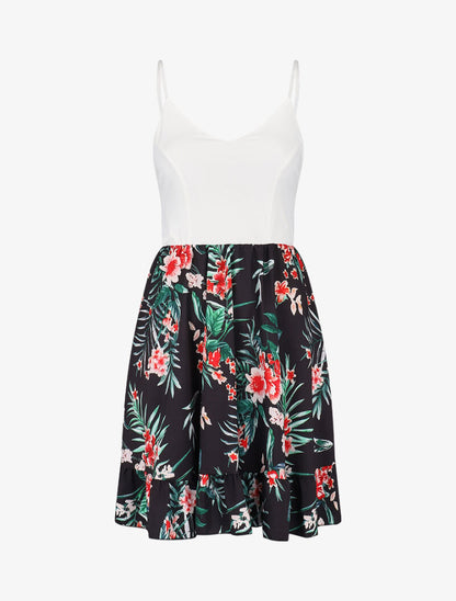 Robe bicolore à imprimés - Noir - 3