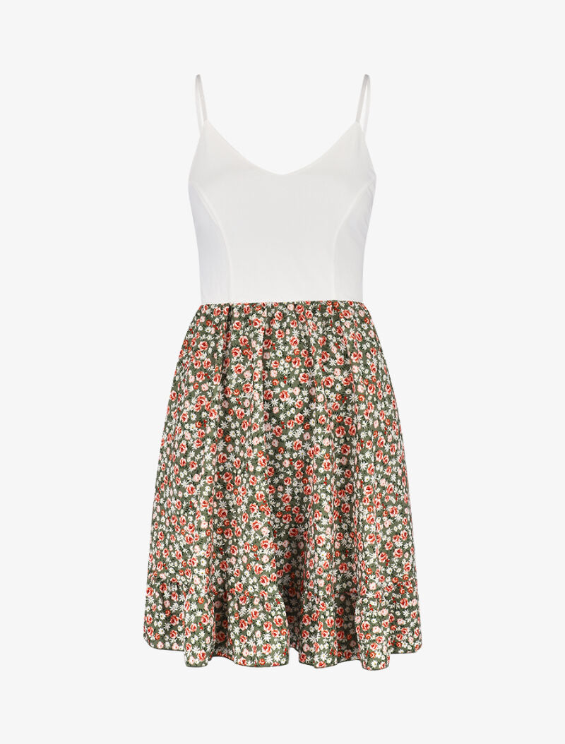 Robe bicolore à imprimés - Kaki - 1