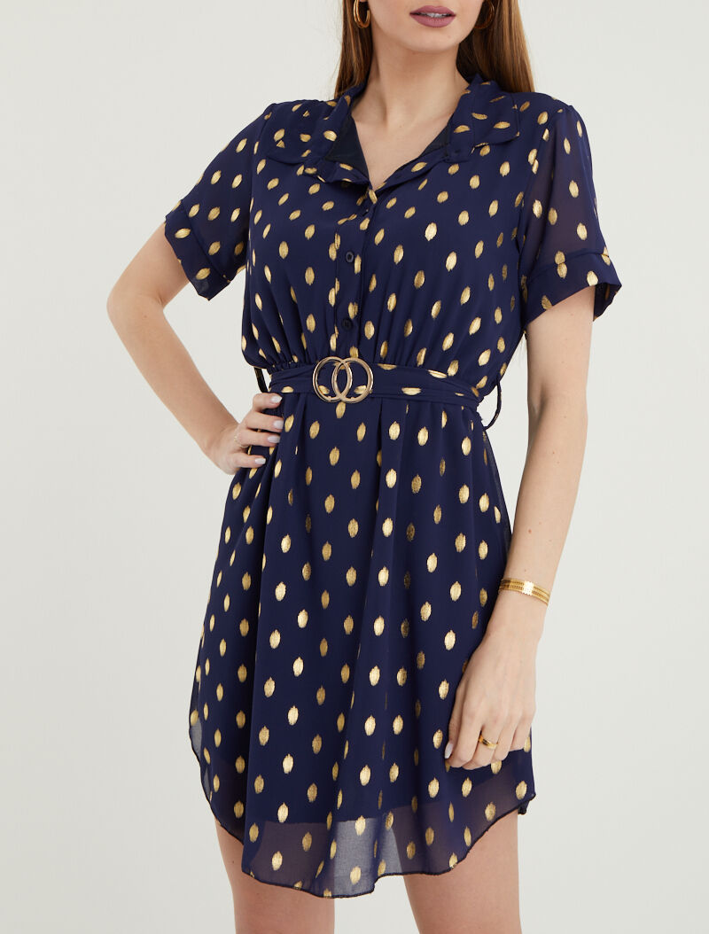 Robe patineuse à imprimé moucheté - Marine - 4
