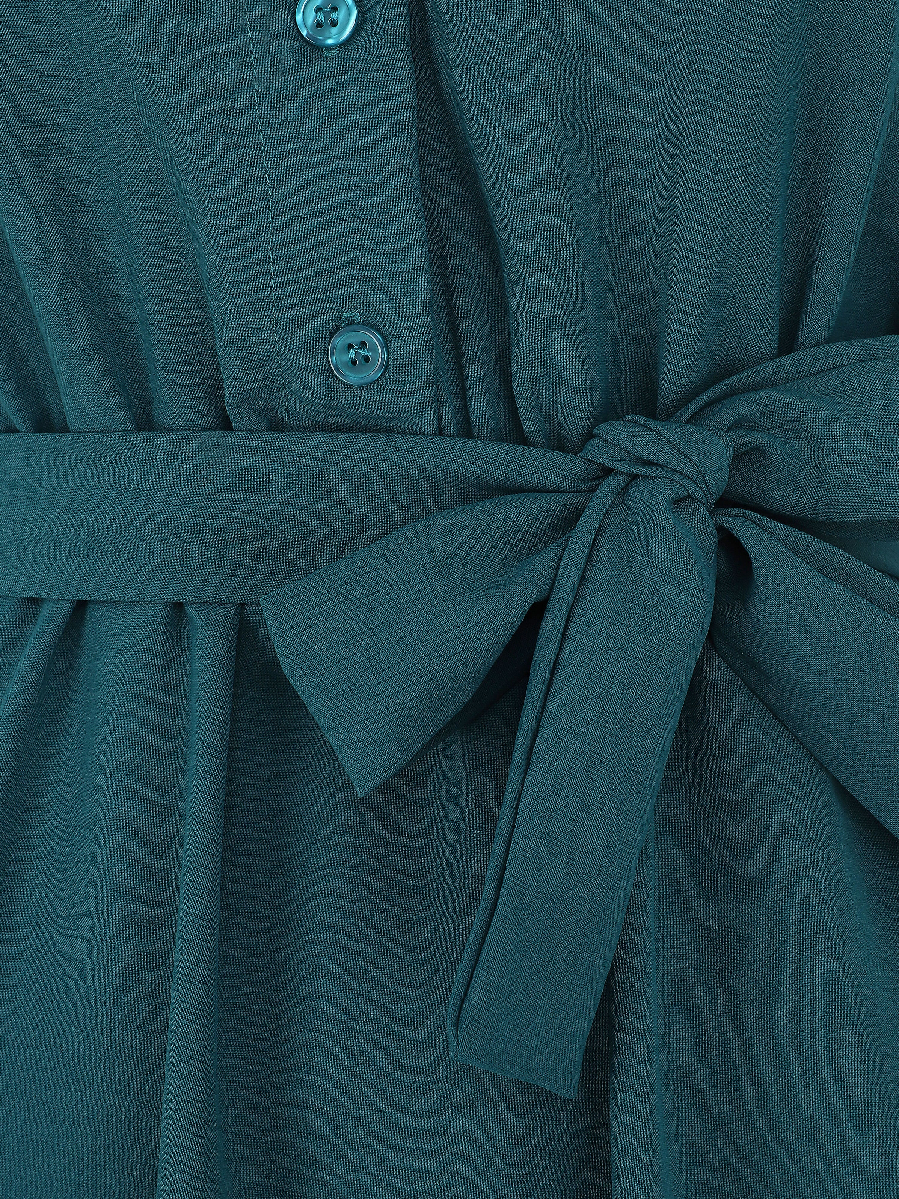 Robe unie manches courtes - Bleu canard - 3