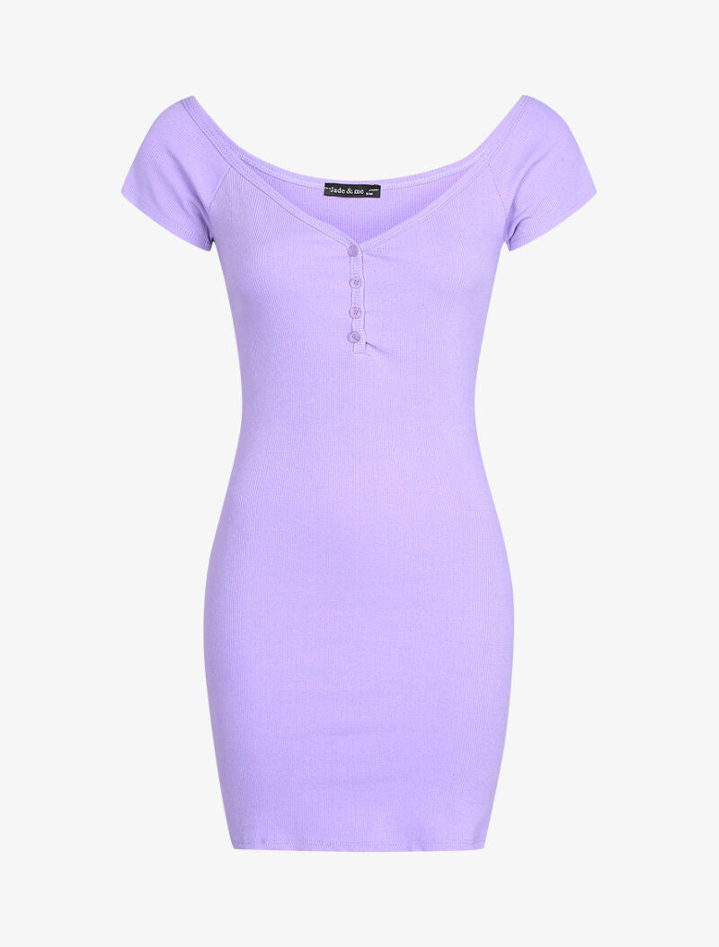 Robe côtelée extra courte - Lilas - 3