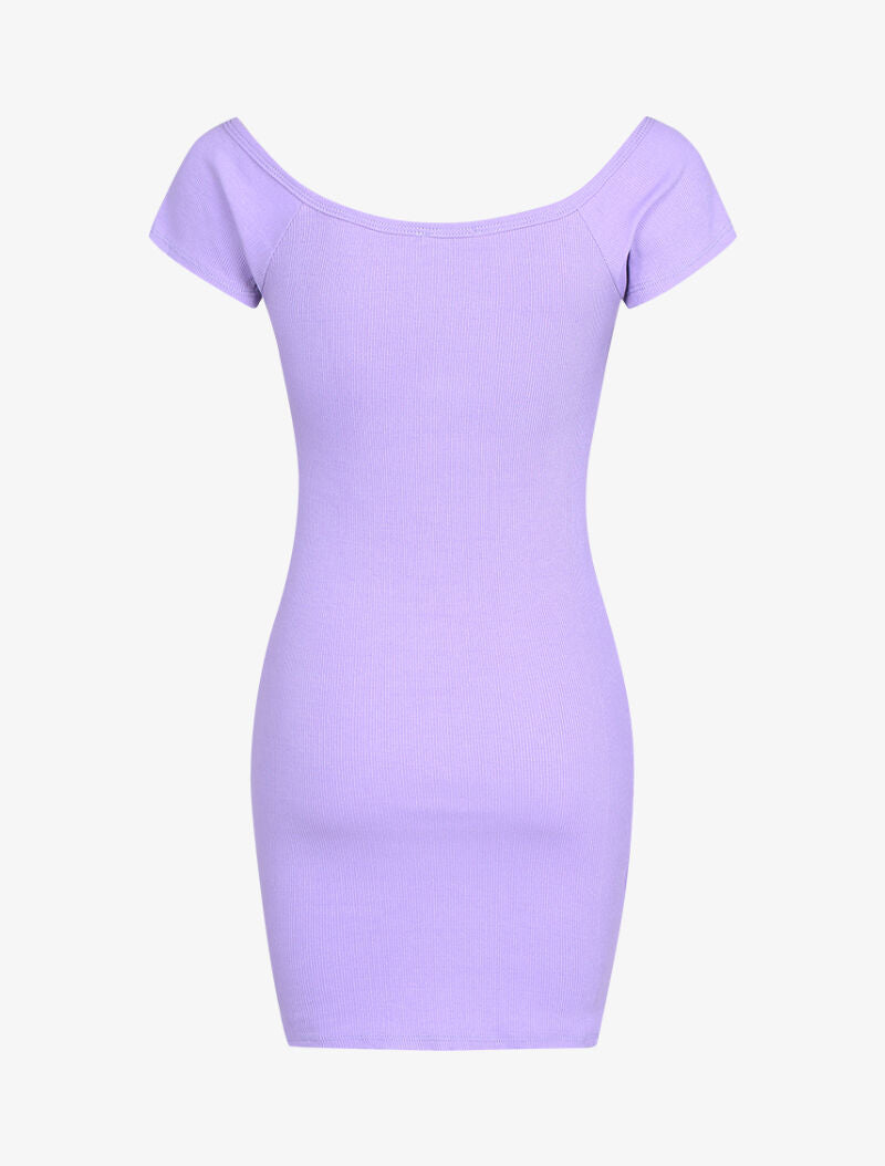Robe côtelée extra courte - Lilas - 2
