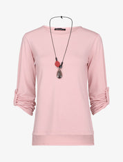 Top à dos long et fentes - Rose pâle - 4