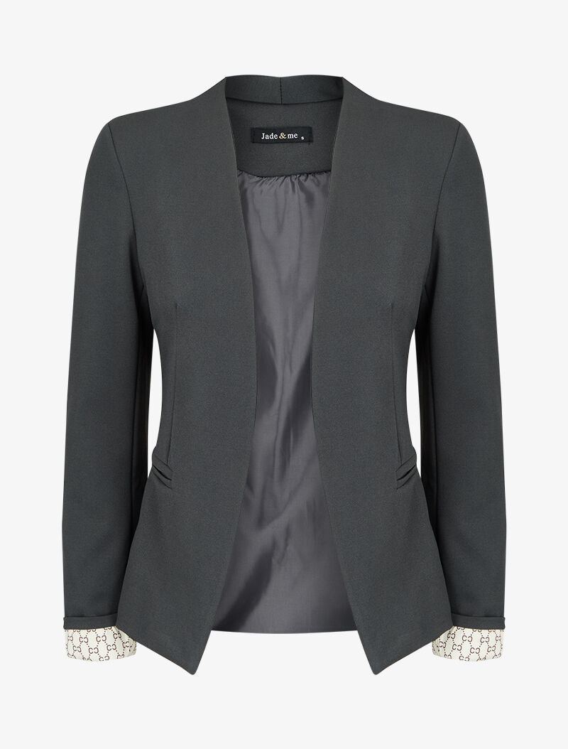 Blazer à revers imprimé graphique - Anthracite - 2