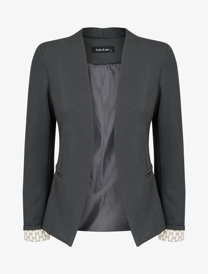Blazer à revers imprimé graphique - Anthracite - 2