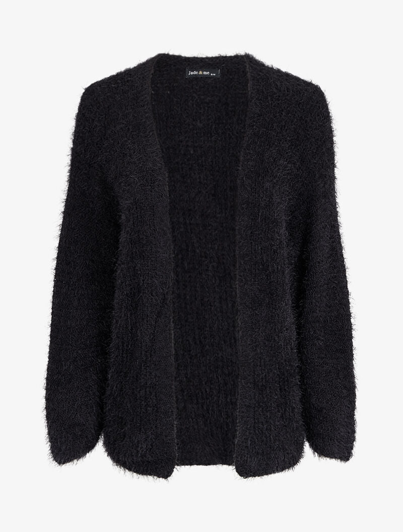 Gilet ouvert pelucheux - Noir - 1