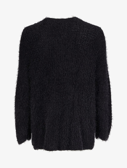Gilet ouvert pelucheux - Noir - 2