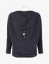 Pull fin à col bénitier et manches dolman - Bleu - 4