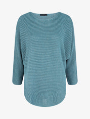 Pull loose irisé à bords arrondis - Bleu charrette - 4