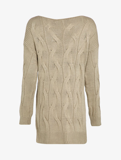 Tunique en maille torsadée - Taupe - 2