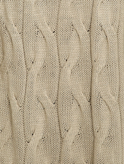 Tunique en maille torsadée - Taupe - 3