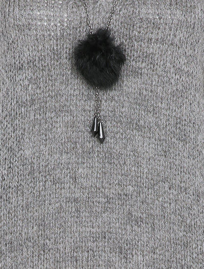 Pull oversize à dos long - Gris chiné - 3