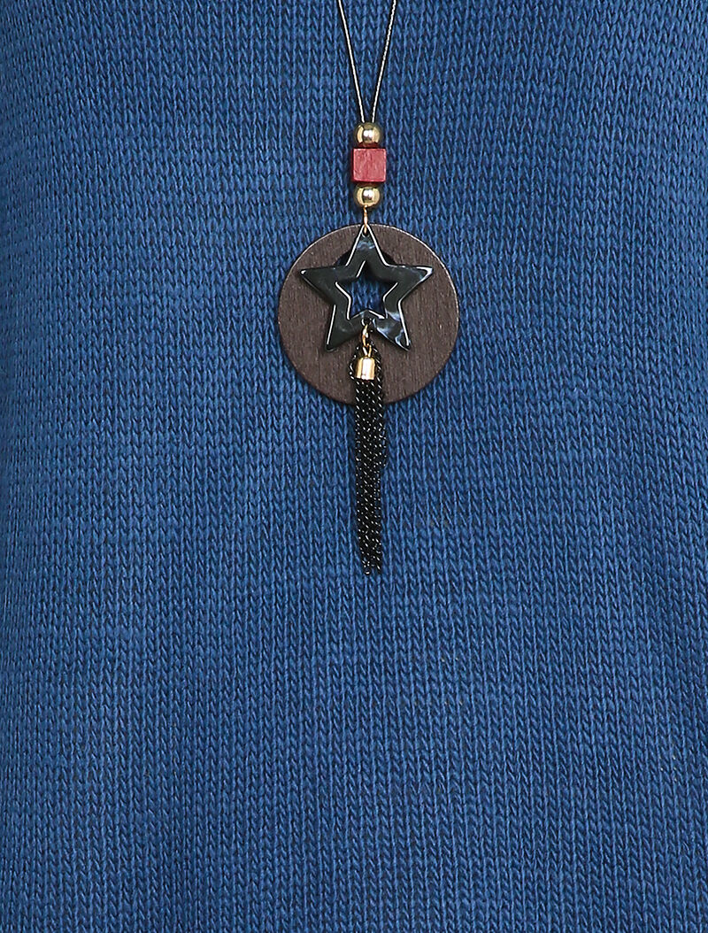 Pull loose à dos long et col bateau - Bleu - 3