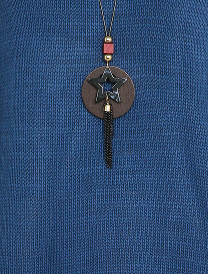 Pull loose à dos long et col bateau - Bleu - 3