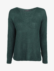 Pull loose en maille épaisse et fine - Vert sapin - 5