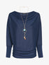 Pull chauve-souris uni - Bleu marine - 4