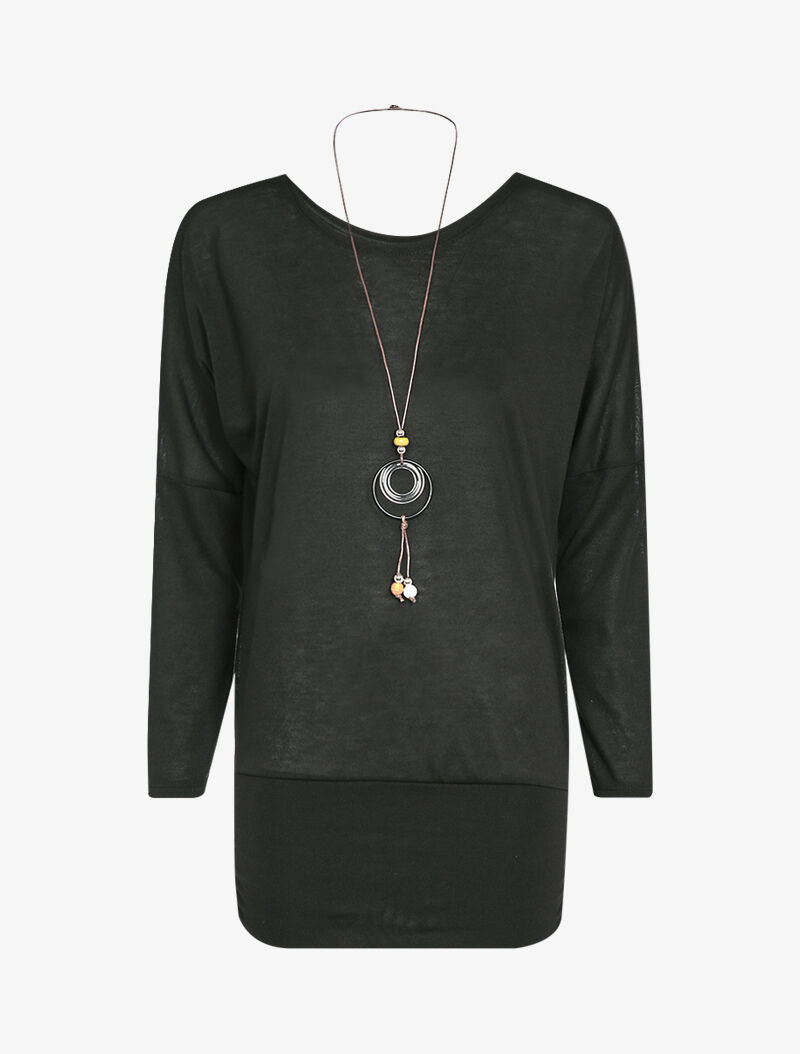 Top chauve-souris avec sautoir - Noir - 3