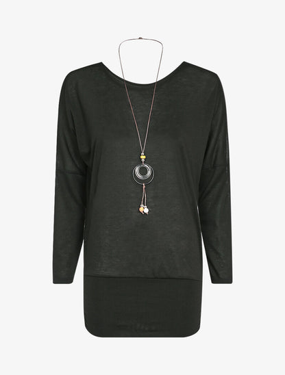 Top chauve-souris avec sautoir - Noir - 3