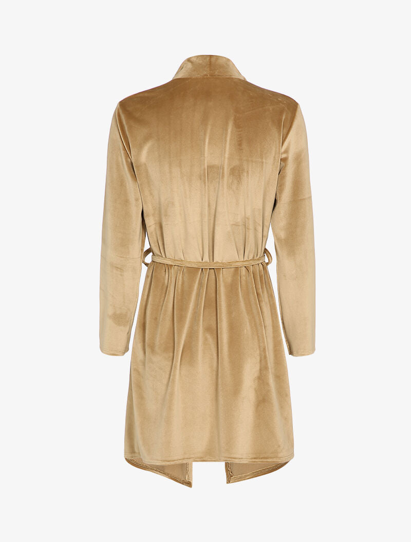 Gilet en velours à pans asymétriques - Beige - 2