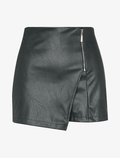 Short en simili effet jupe en trompe l&