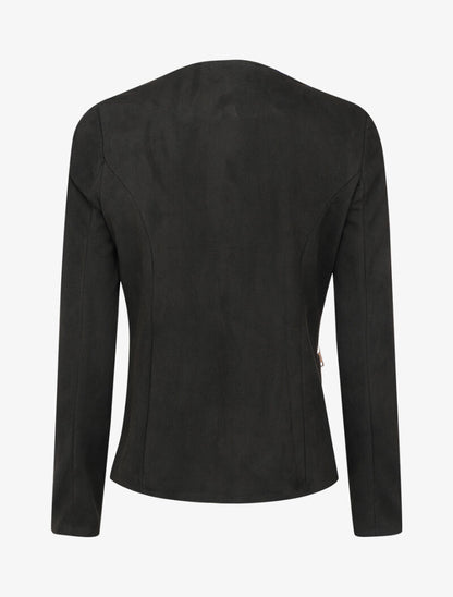 Veste ouverte en suédine à poches zippées en trompe l&