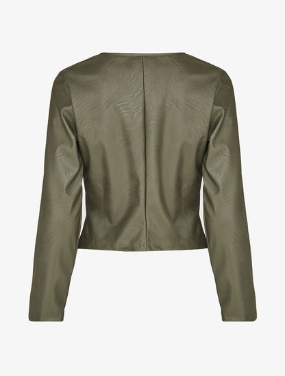 Veste courte en simili ajustée - Kaki - 2