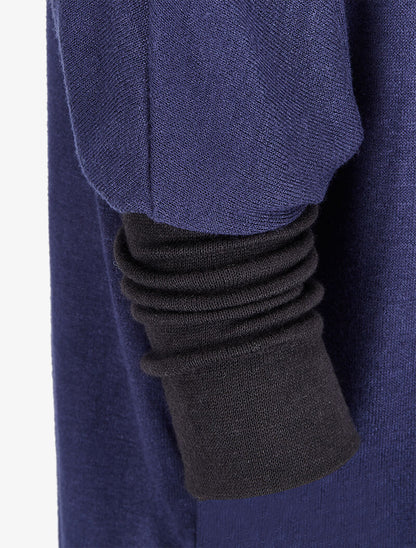 Pull dolman oversize avec sautoir - Marine - 3