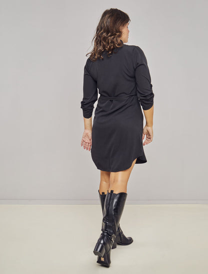 Robe chemise unie - Noir - 5