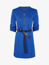 Robe à col V zippé et manches longues retroussables - Bleu électrique - 1